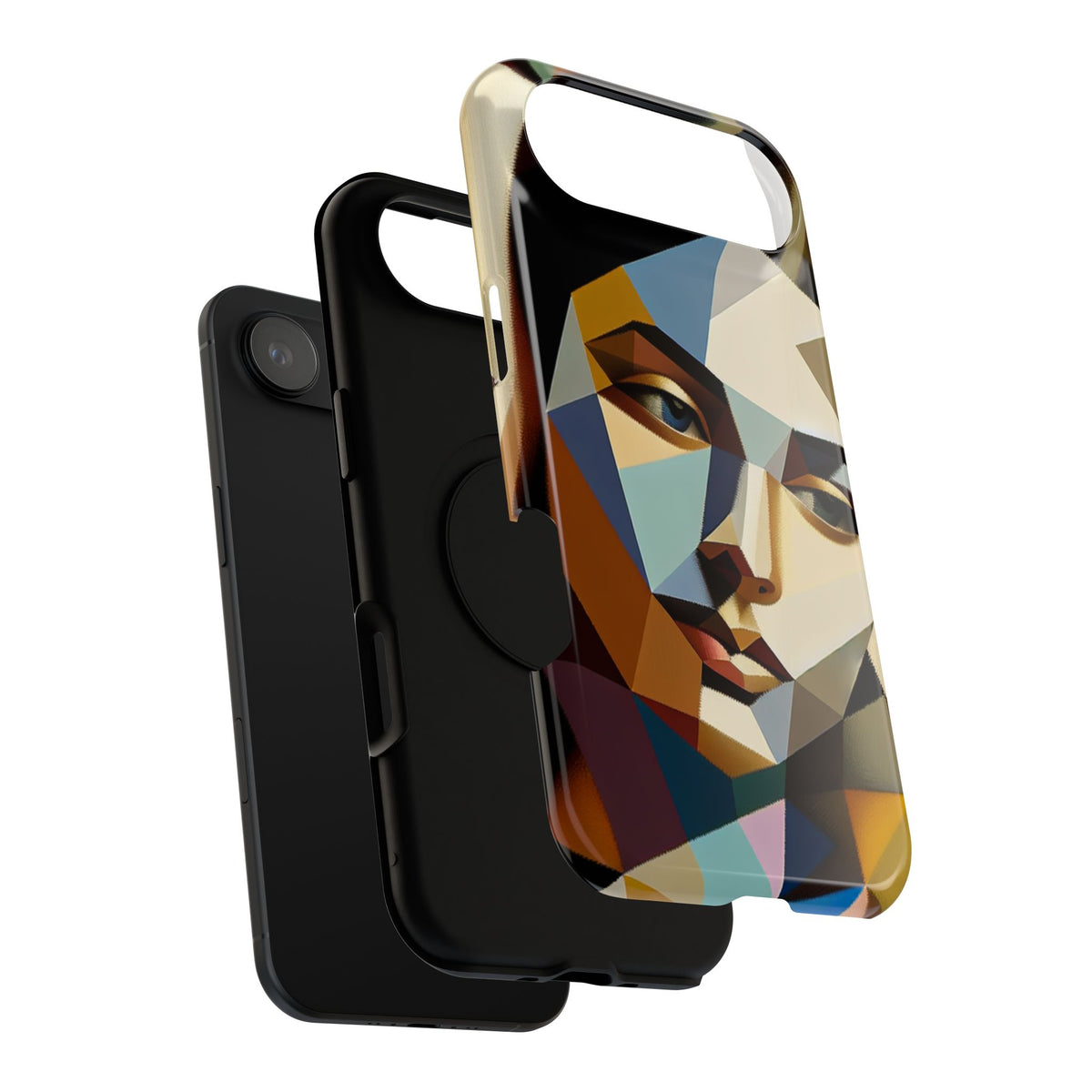 Geometric Portrait Impact-Resistant Phone Case — Abstract Cubist Face, Protective iPhone Cover