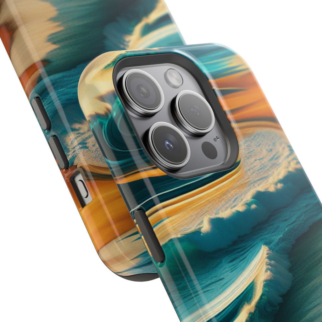 Surf Sunset Impact-Resistant Phone Case — Surfer Silhouette Beach Waves Design