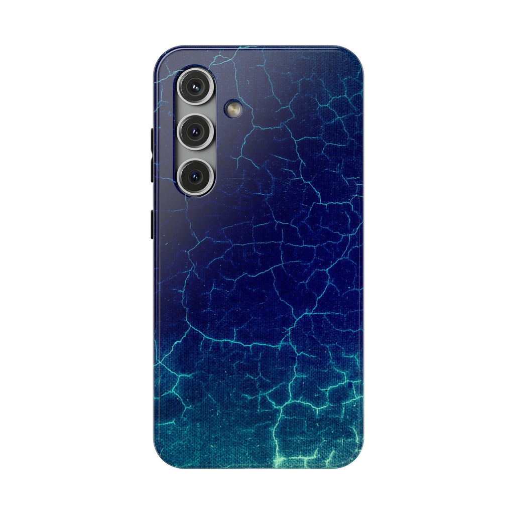 Blue Electric Crackle Phone Case — Impact-Resistant Galaxy Phone Protective Cover