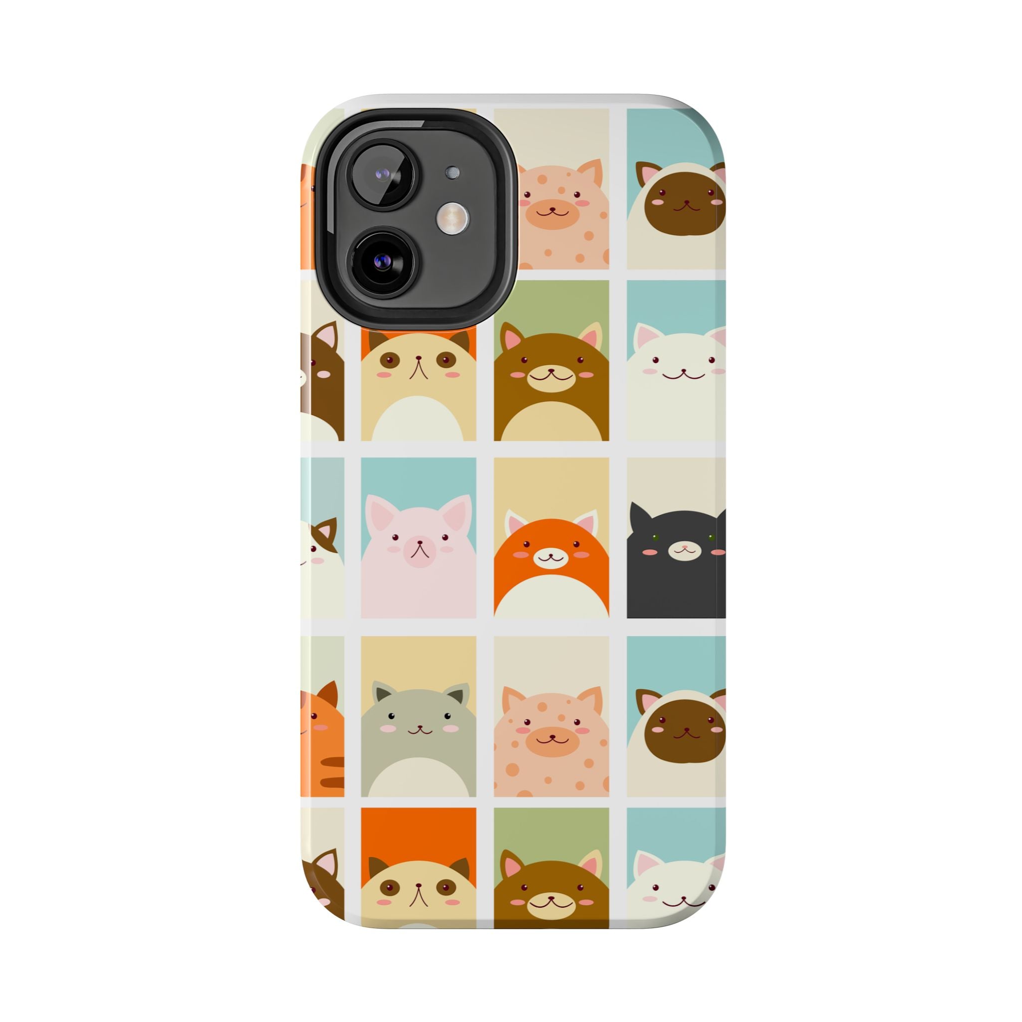 Cute Grid Cats Tough Phone Case