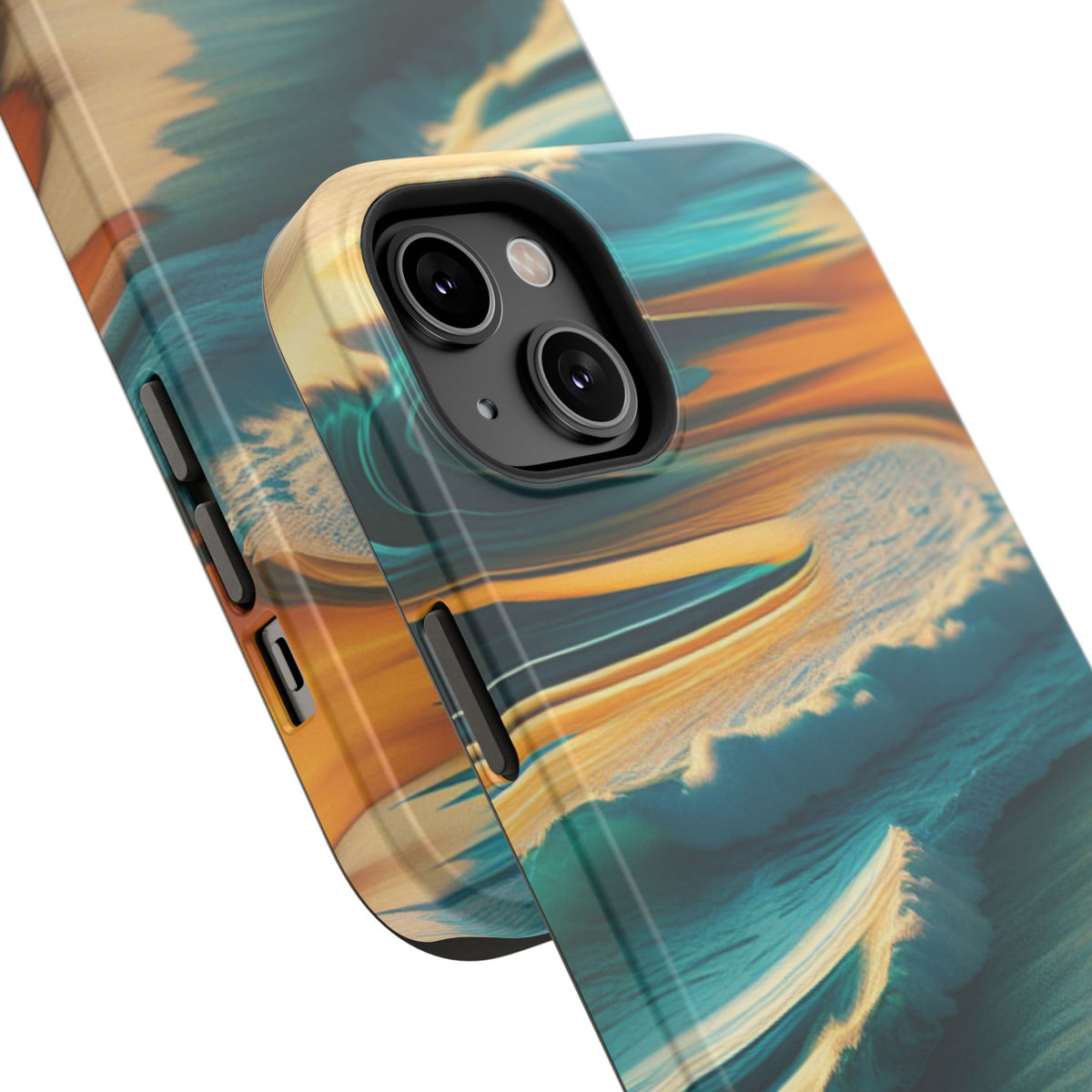 Surf Sunset Impact-Resistant Phone Case — Surfer Silhouette Beach Waves Design