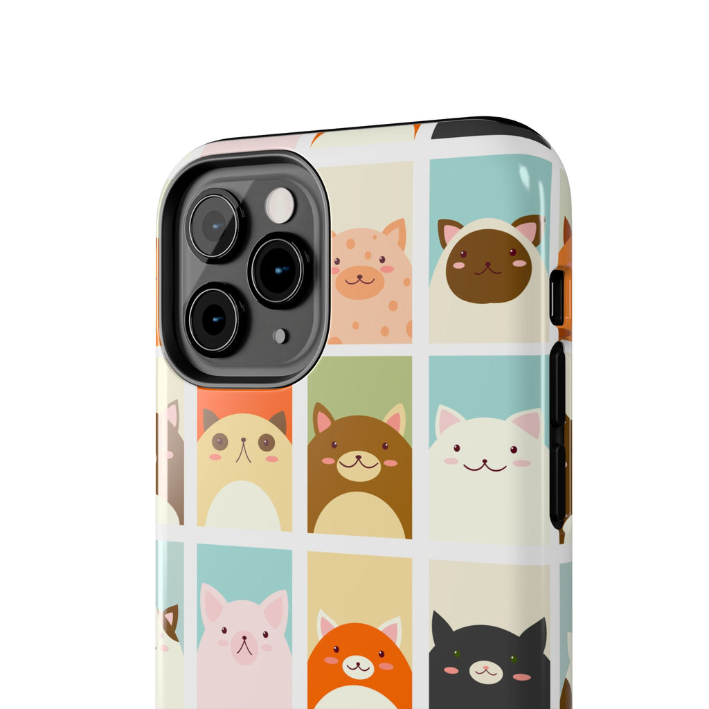 Cute Grid Cats Tough Phone Case