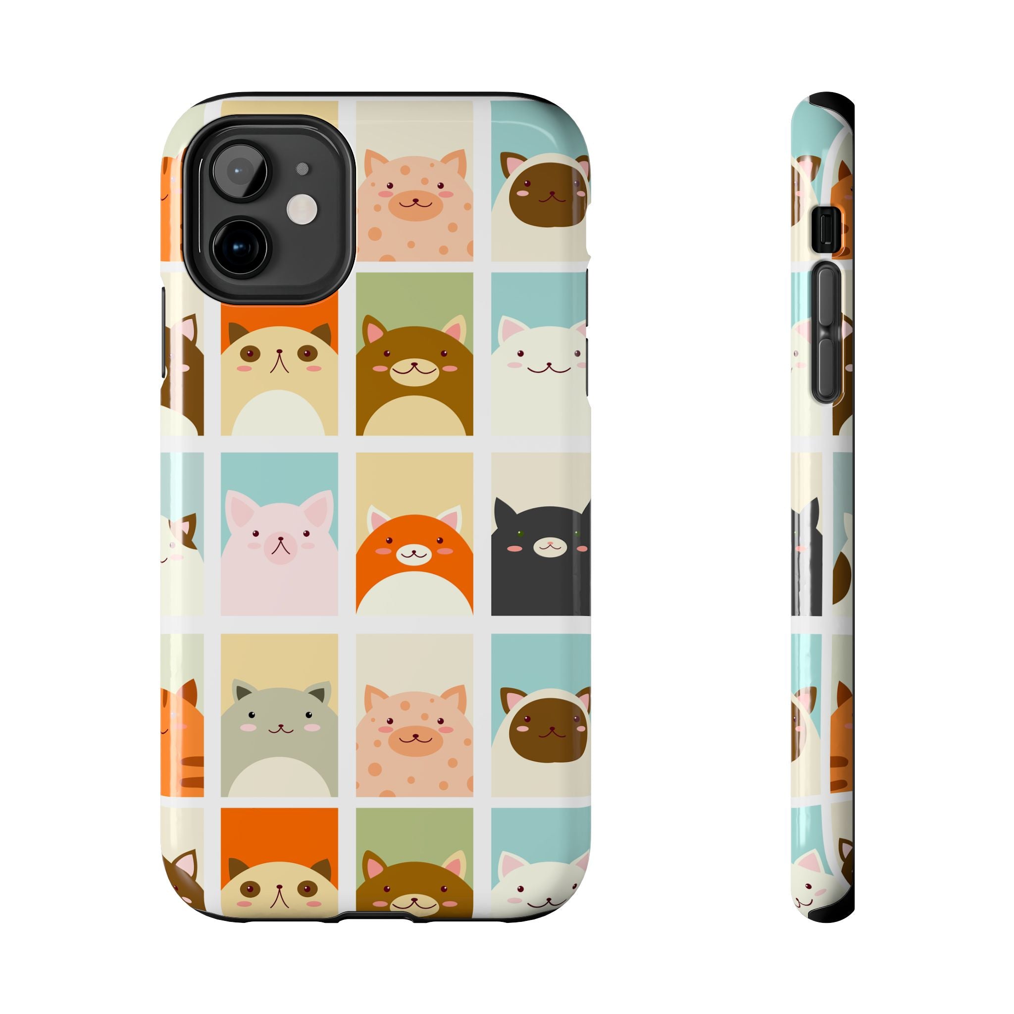 Cute Grid Cats Tough Phone Case