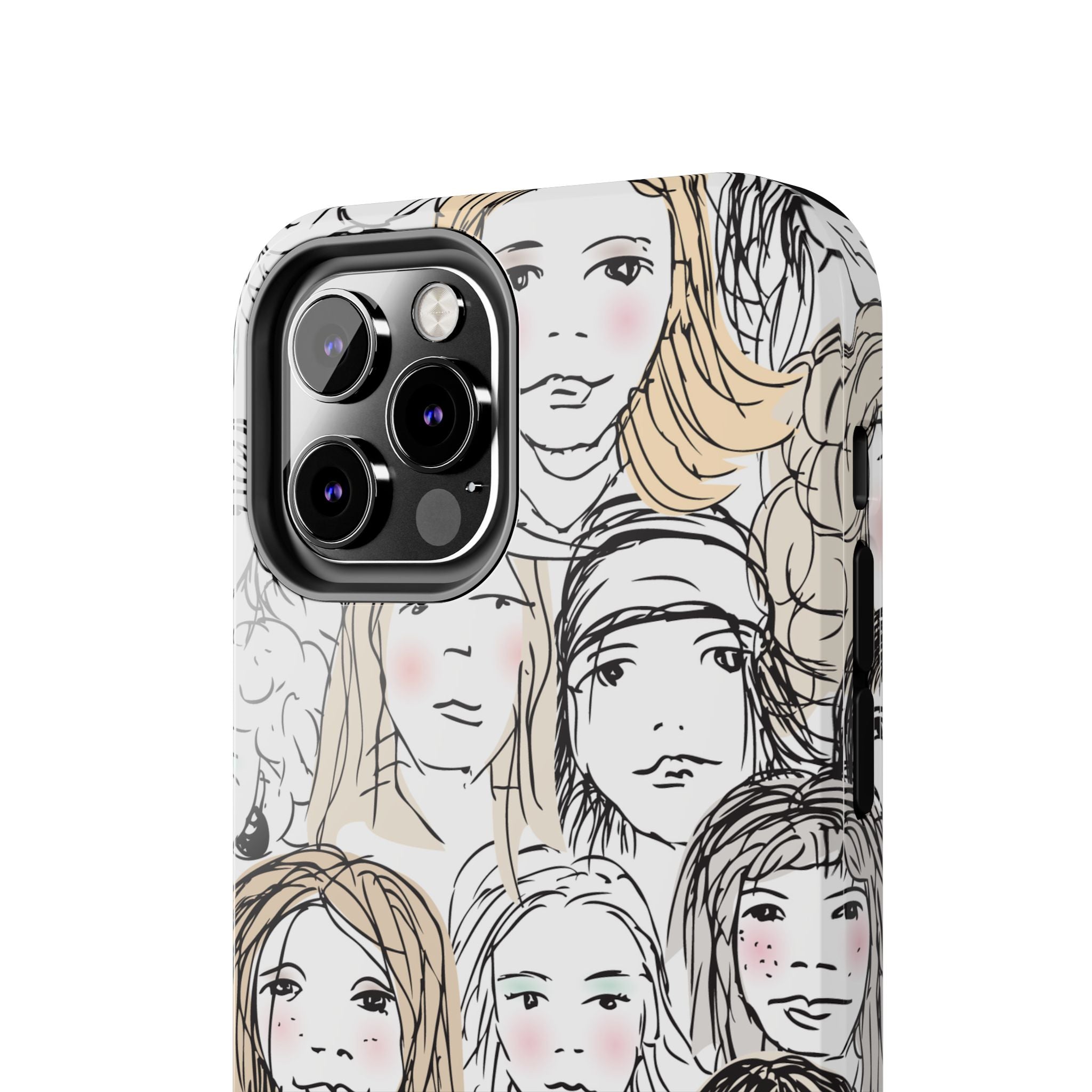 Phone Case — Hand-Drawn Faces Pattern
