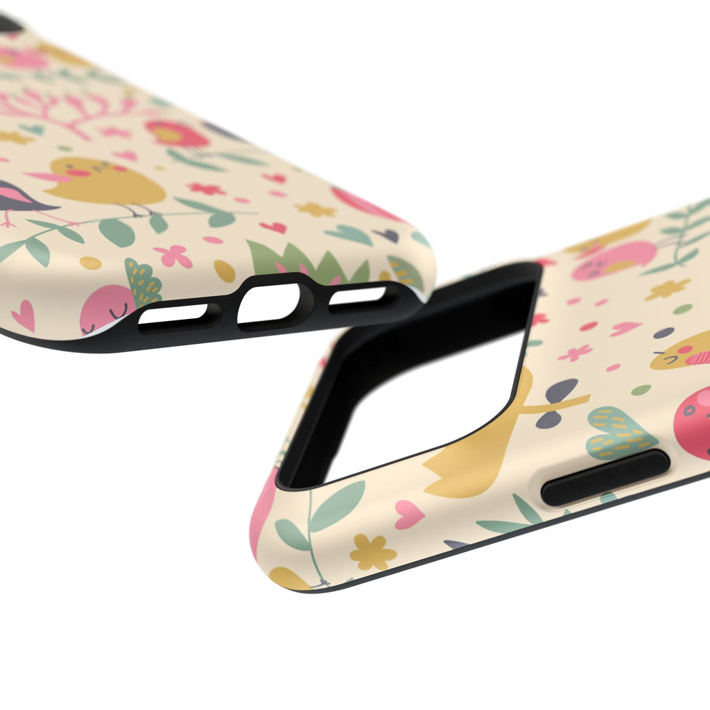 Cute Bird Floral Phone Case, Impact-Resistant