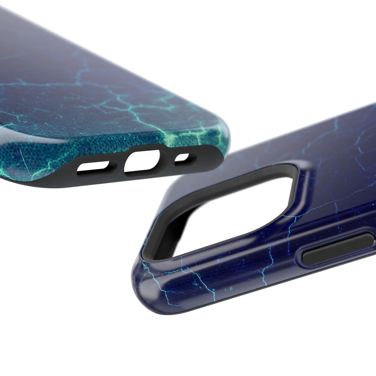 Blue Electric Crackle Phone Case — Impact-Resistant Galaxy Phone Protective Cover