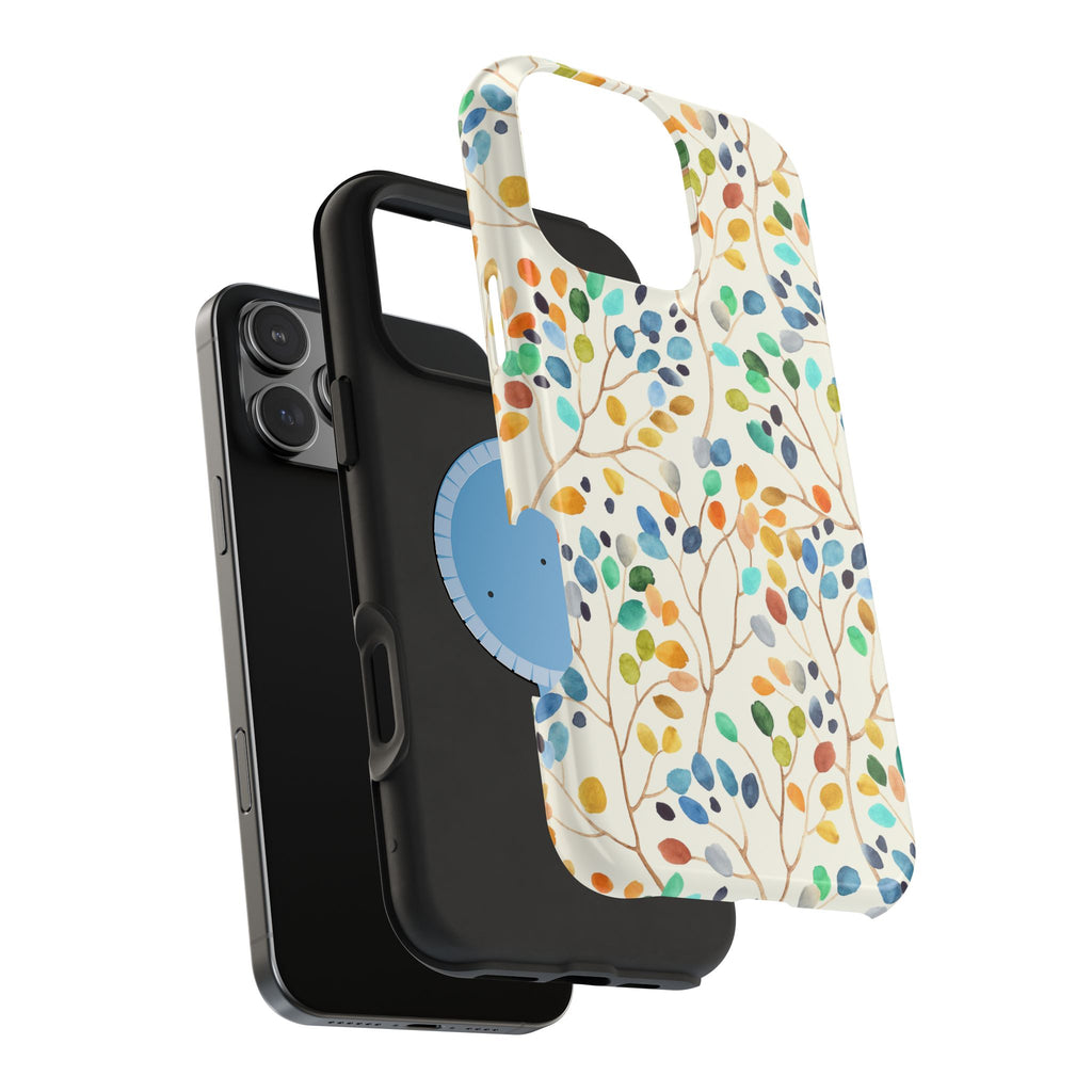 Floral Watercolor Leaves Magnetic Impact-Resistant Phone Case