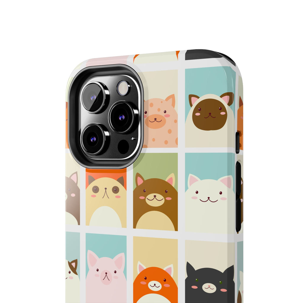 Cute Grid Cats Tough Phone Case