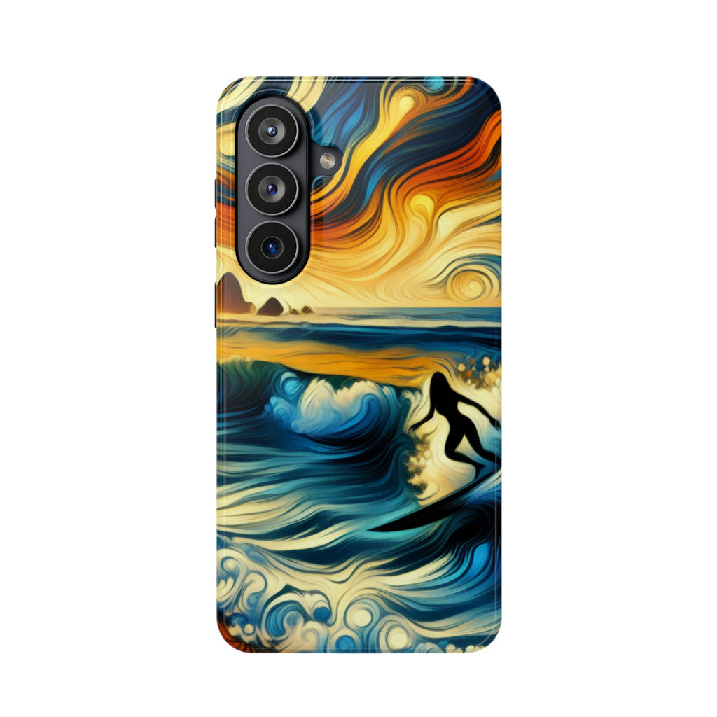 Surfer Sunset Phone Case — Impact‑Resistant Artistic Wave Design