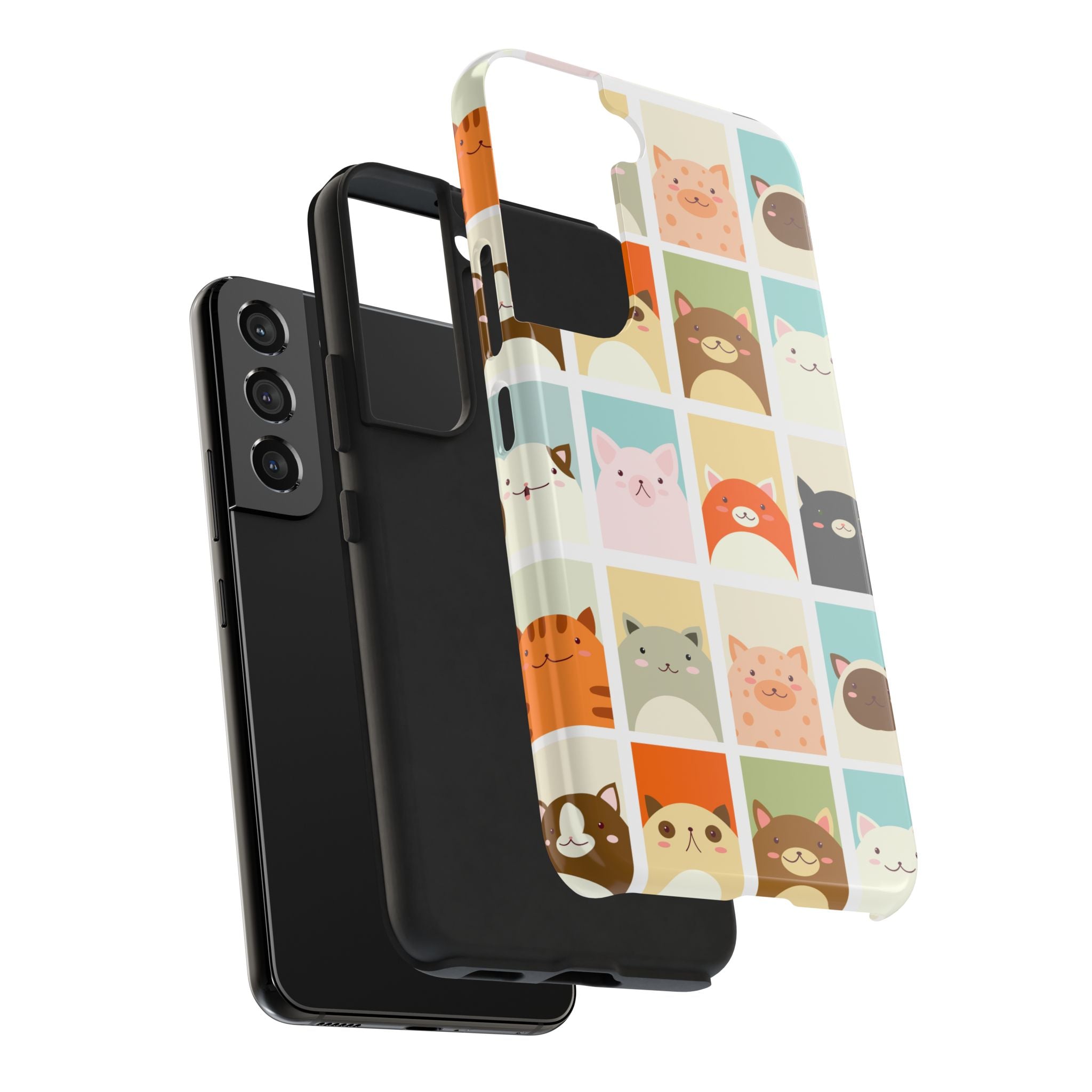 Cute Grid Cats Tough Phone Case