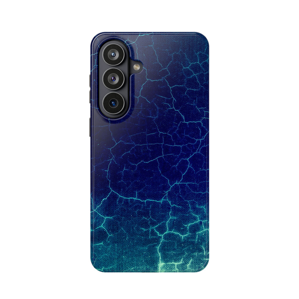 Blue Electric Crackle Phone Case — Impact-Resistant Galaxy Phone Protective Cover