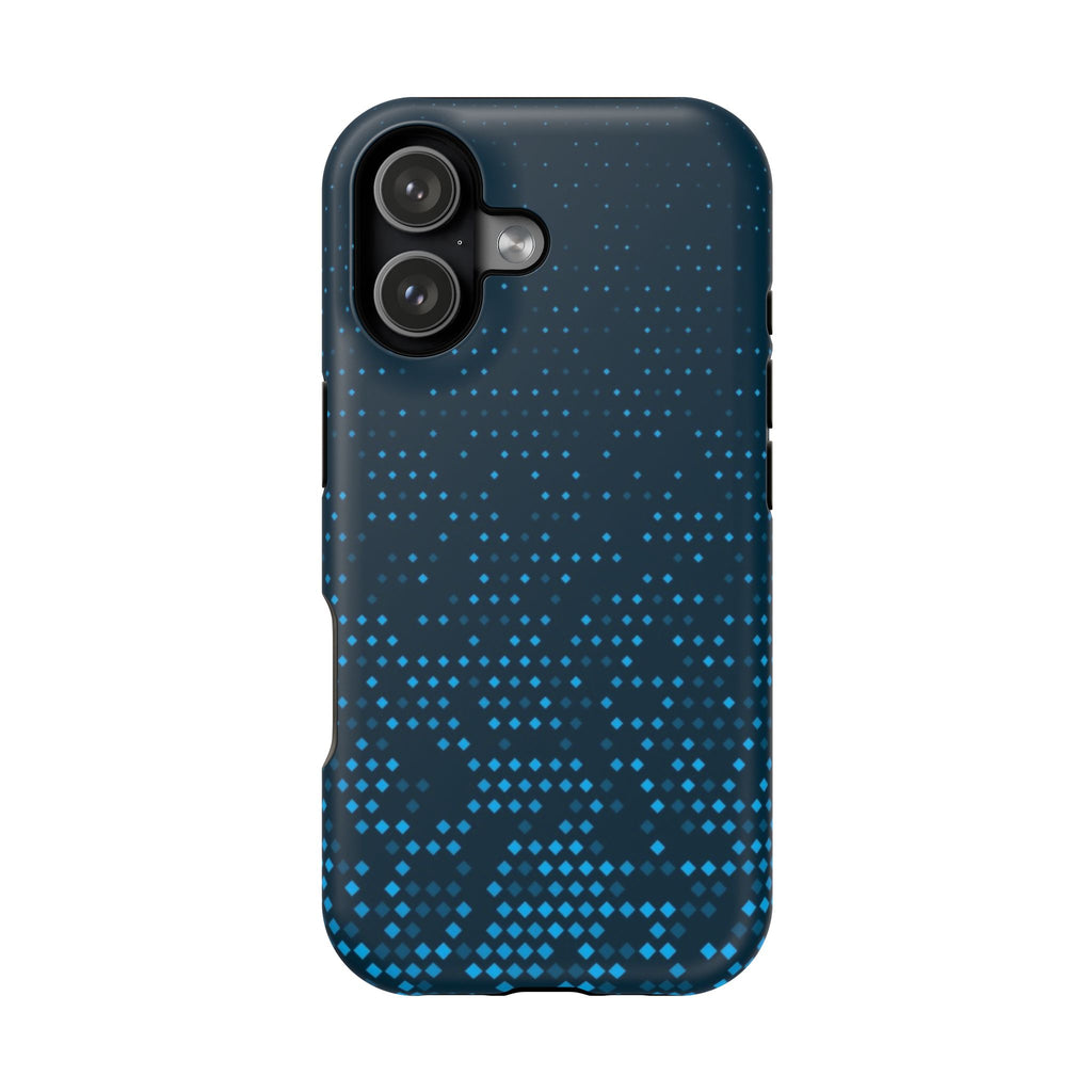 Impact-Resistant Phone Case — Blue Digital Dot Matrix Design