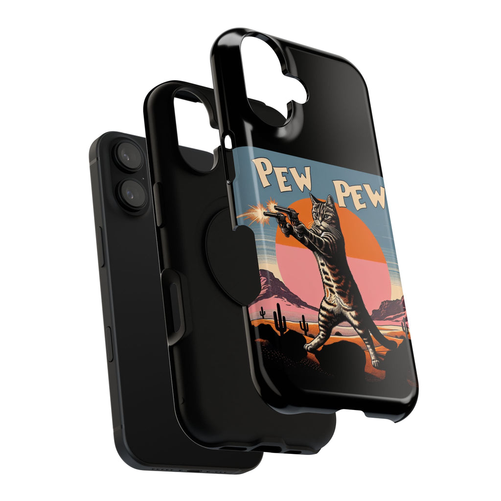 Pew Pew Cat Phone Case — Retro Shooter Impact-Resistant iPhone Cover