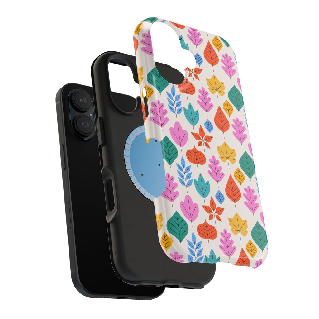 Magnetic Impact-Resistant Phone Case — Colorful Retro Leaf Pattern