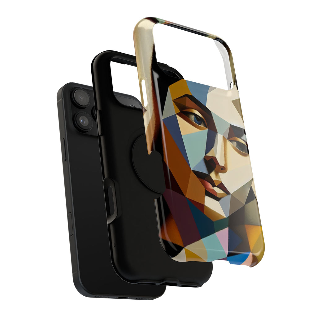 Geometric Portrait Impact-Resistant Phone Case — Abstract Cubist Face, Protective iPhone Cover