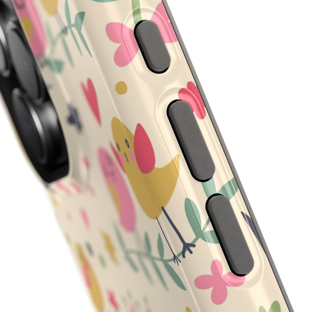 Cute Bird Floral Phone Case, Impact-Resistant