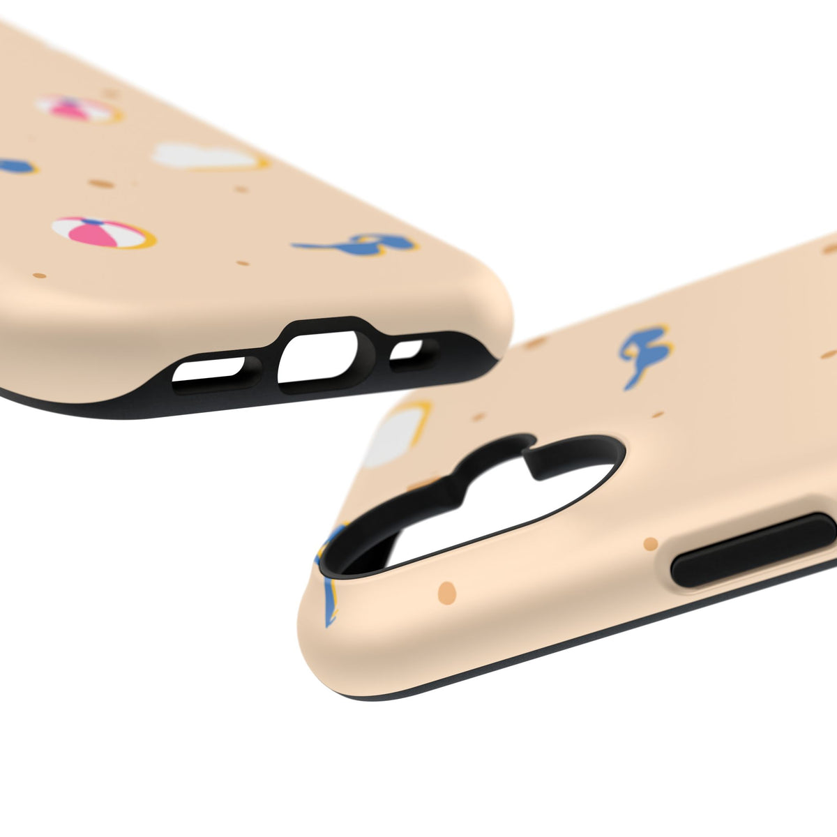 Beach Pattern Impact-Resistant Phone Case — Sunglasses, Beach Ball & Clouds Design