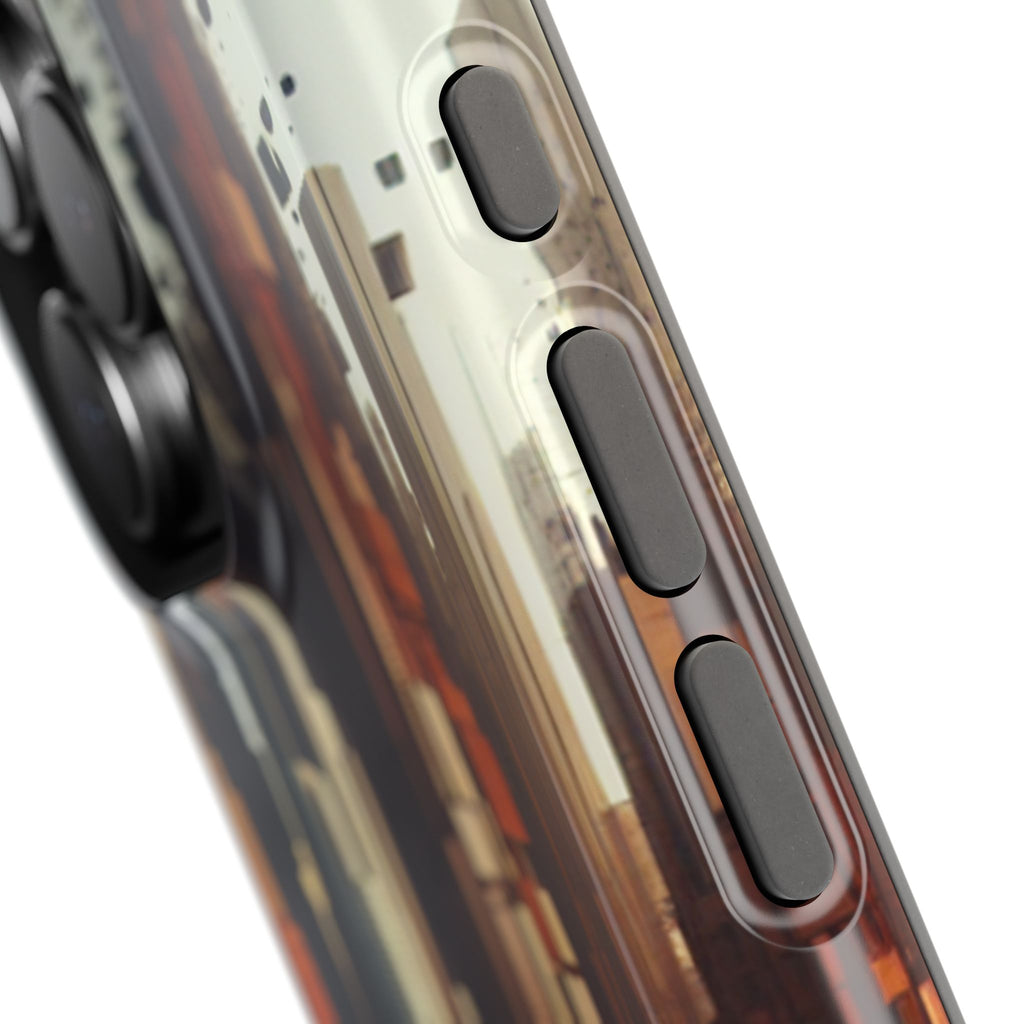 Urban Geometric Impact Resistant Phone Case - Futuristic Cityscape Design