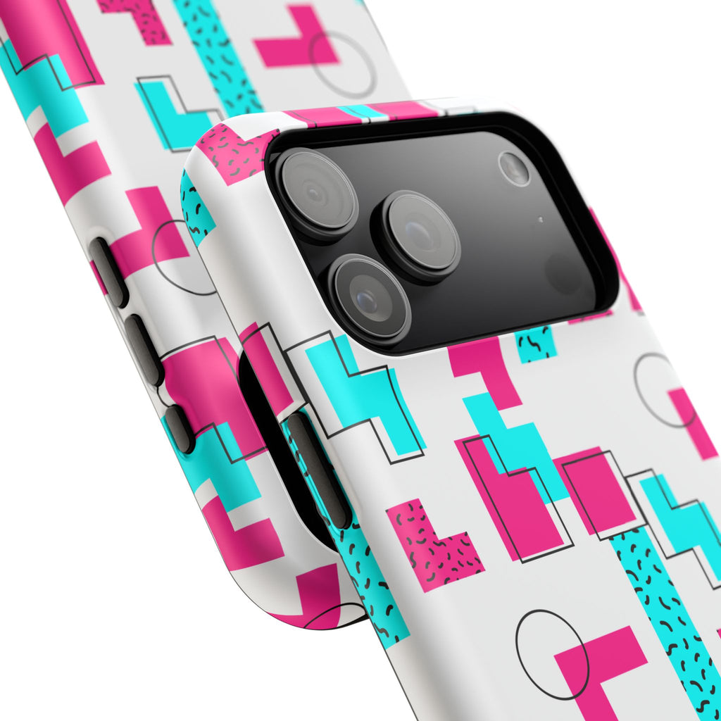 Retro Geometric Phone Case — 80s Memphis Pattern Impact-Resistant Case