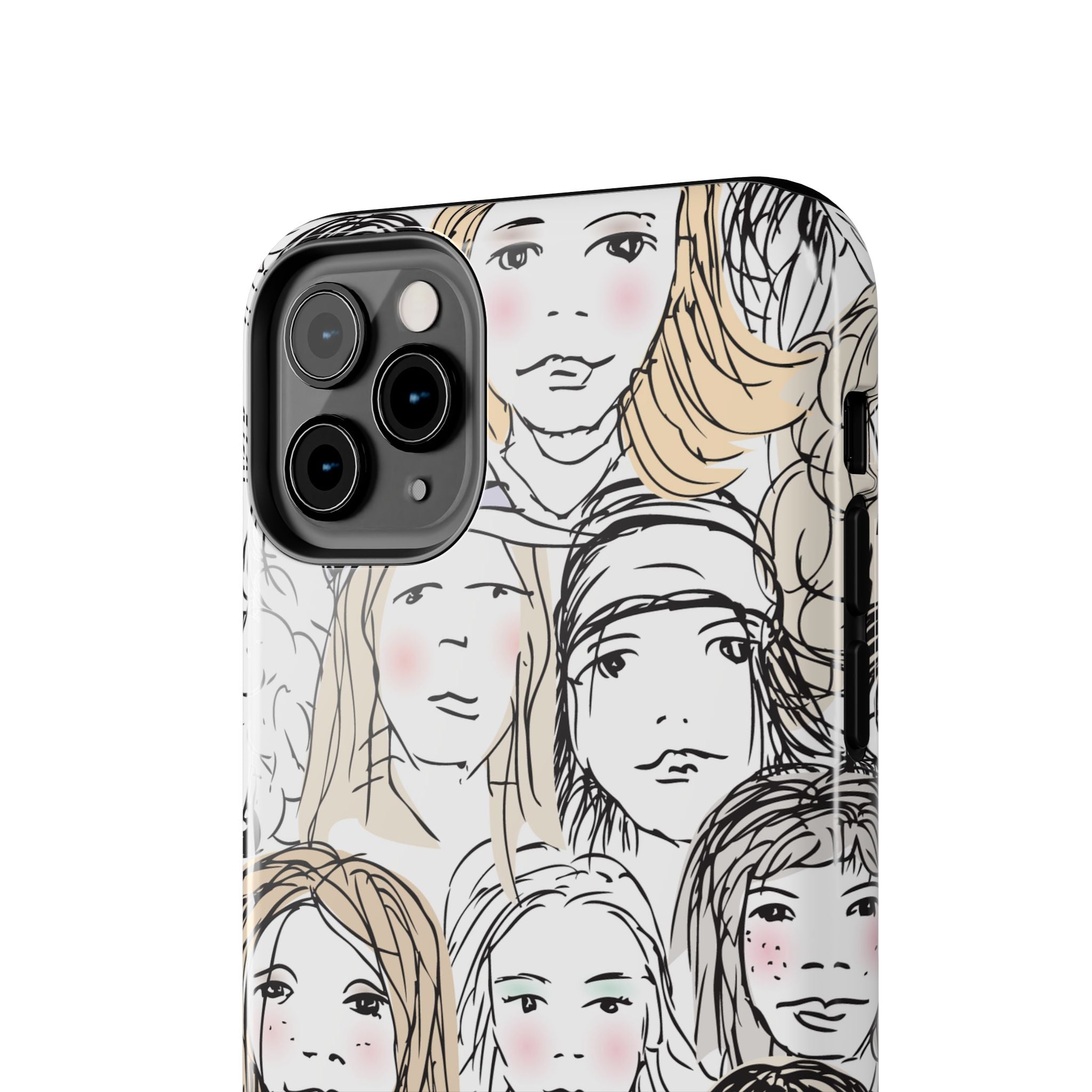 Phone Case — Hand-Drawn Faces Pattern