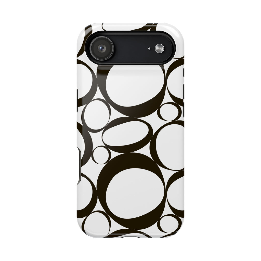 Impact-Resistant Phone Case — Retro Black & White Circle Pattern