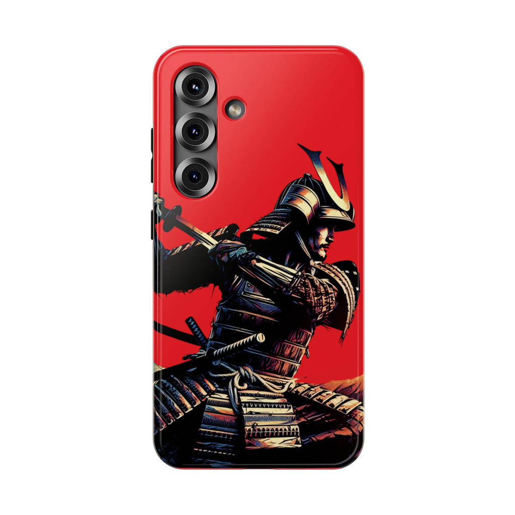 Samurai Warrior Impact Phone Case — Red Armored Swordfighter Protective Cover