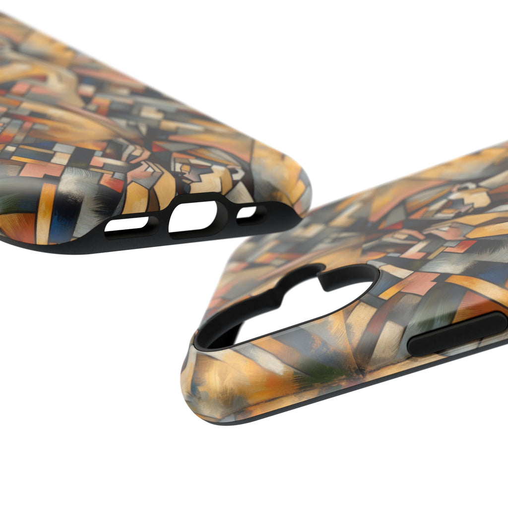 Art Deco Mosaic Phone Case — Geometric Nude Figure Impact-Resistant Case