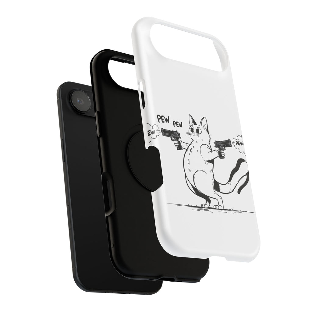 Cat Shooting 'Pew Pew' Phone Case — Impact-Resistant iPhone Cover