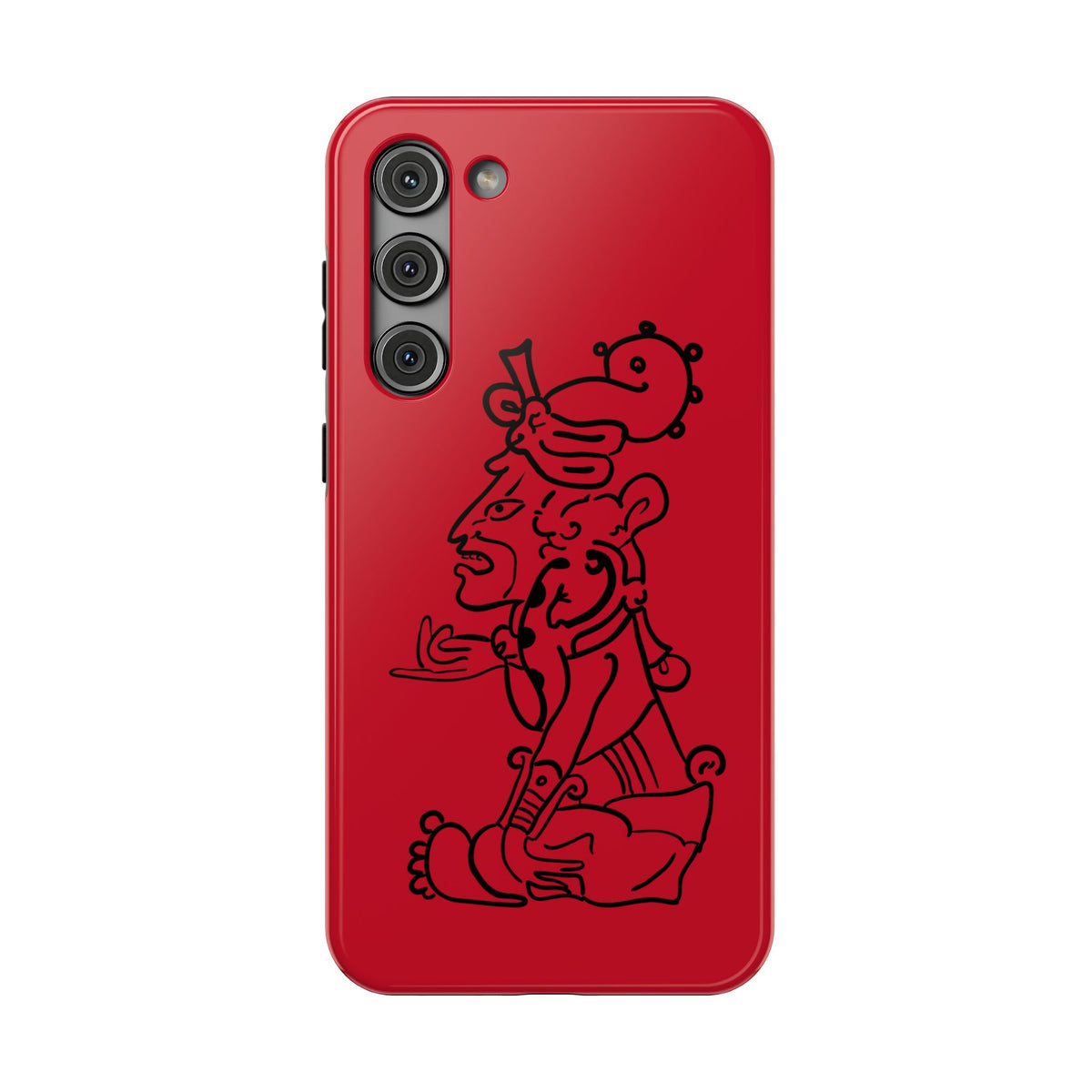 Phone Case — Red Impact-Resistant Case with Line Art Totem Design