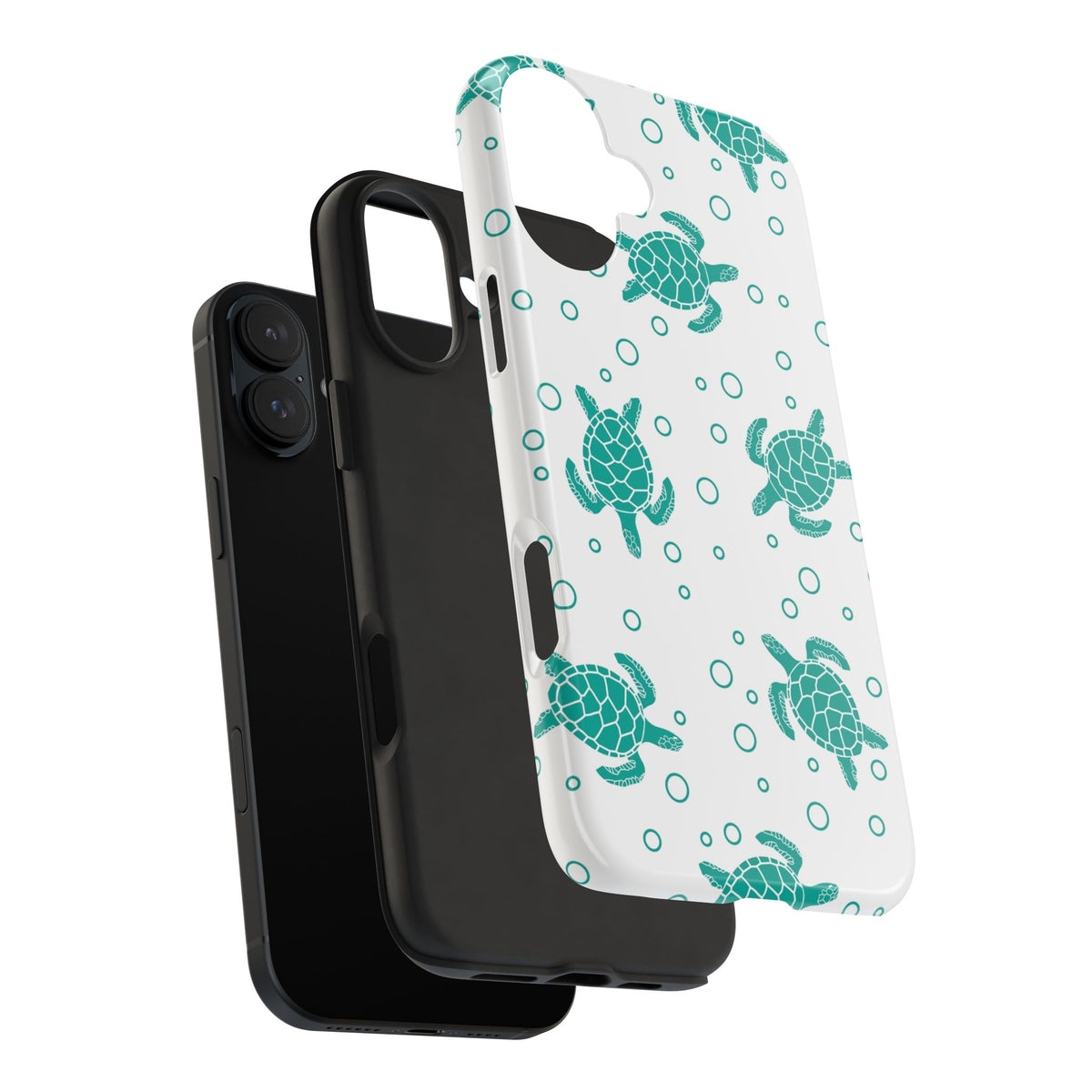 Sea Turtle Pattern Tough Phone Case — Teal Turtle Protective Cover