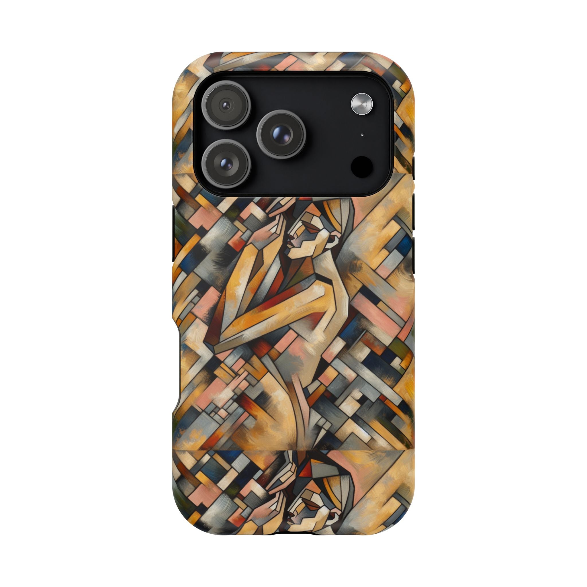 Art Deco Mosaic Phone Case — Geometric Nude Figure Impact-Resistant Case