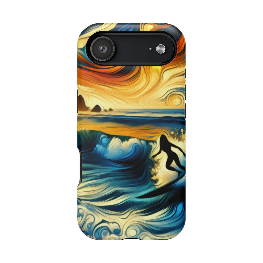 Surfer Sunset Phone Case — Impact‑Resistant Artistic Wave Design