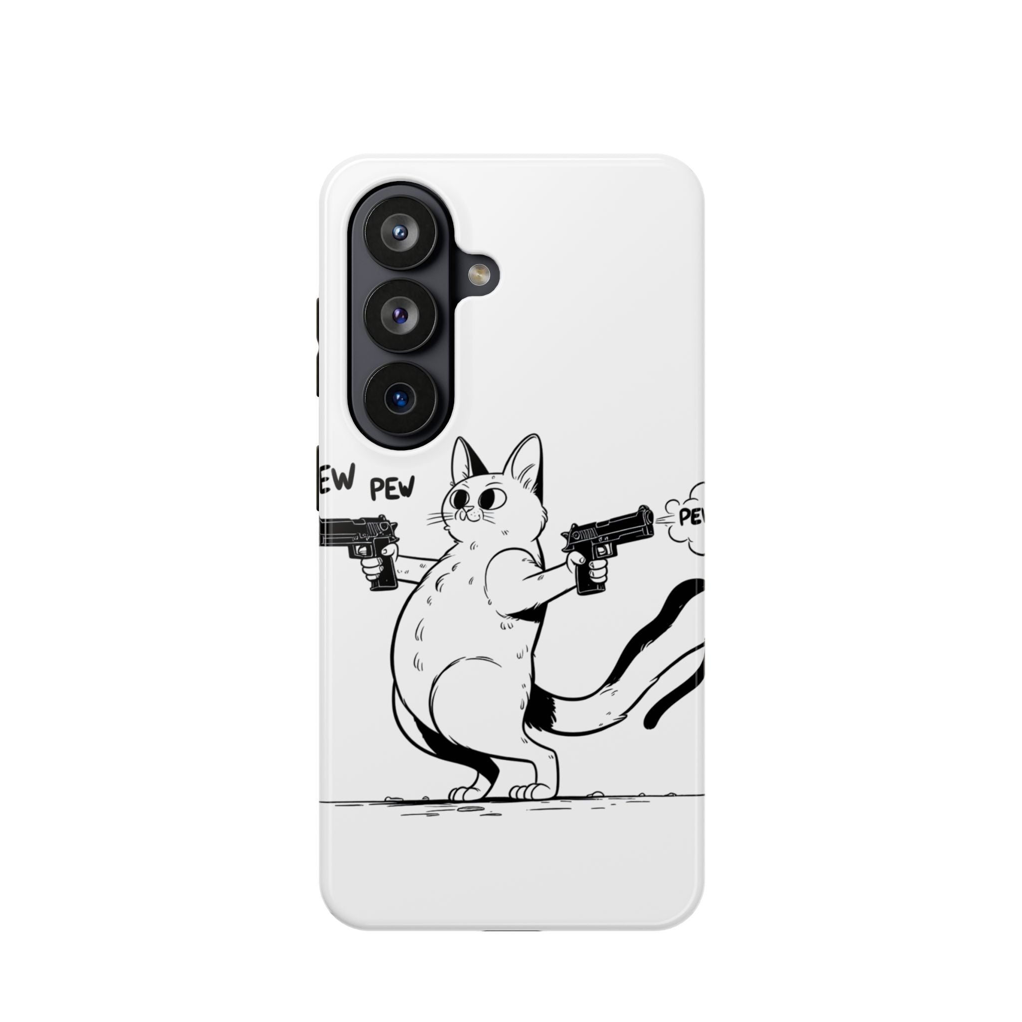 Impact Resistant Phone Case- Funny Cat Pew Pew