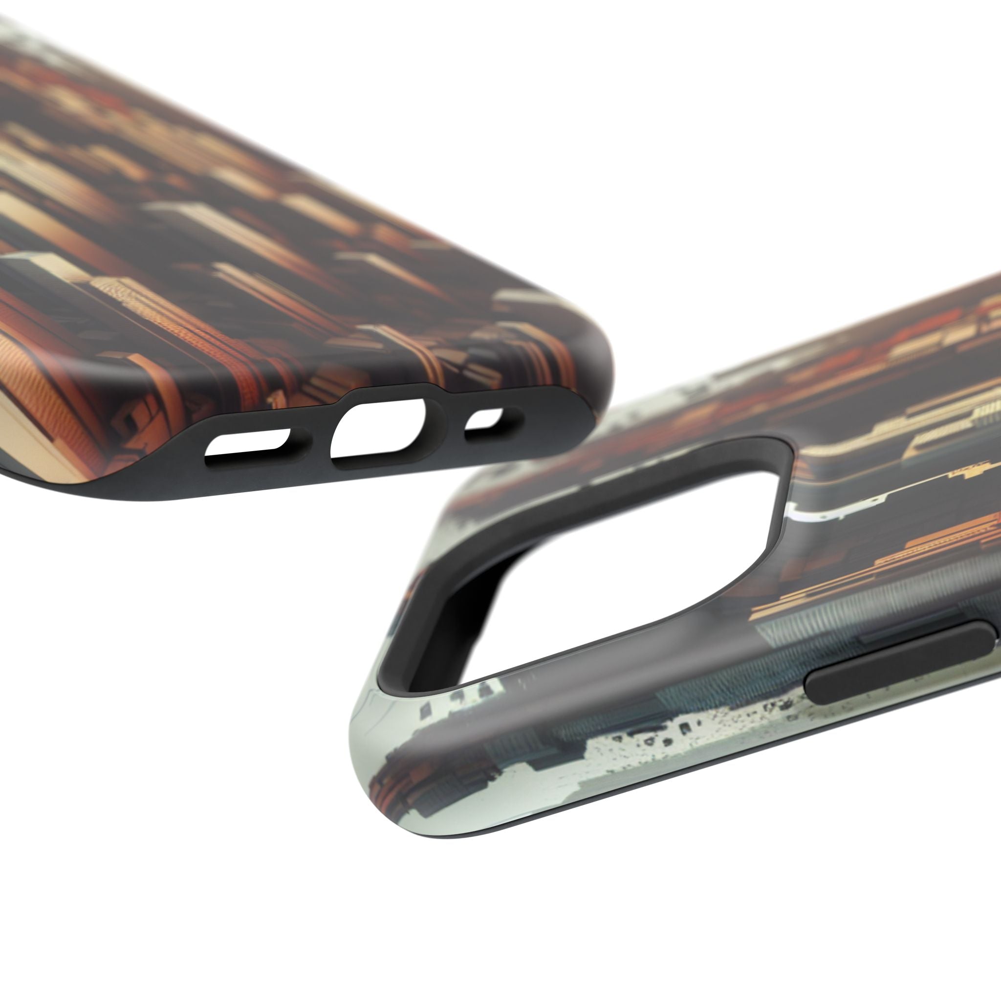 Urban Geometric Impact Resistant Phone Case - Futuristic Cityscape Design