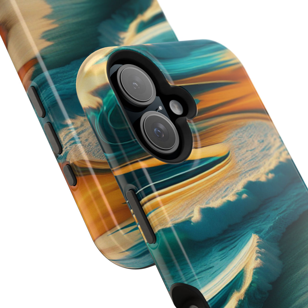Surf Sunset Impact-Resistant Phone Case — Surfer Silhouette Beach Waves Design