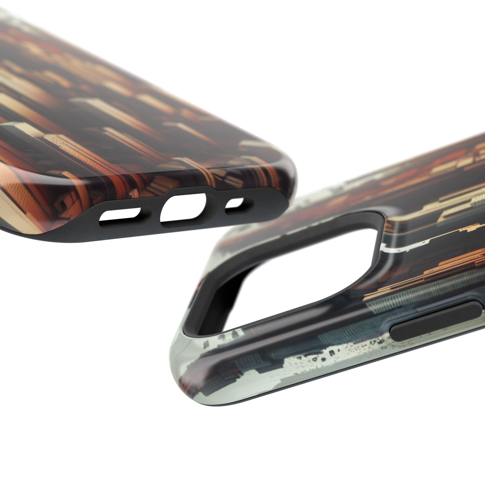 Urban Geometric Impact Resistant Phone Case - Futuristic Cityscape Design