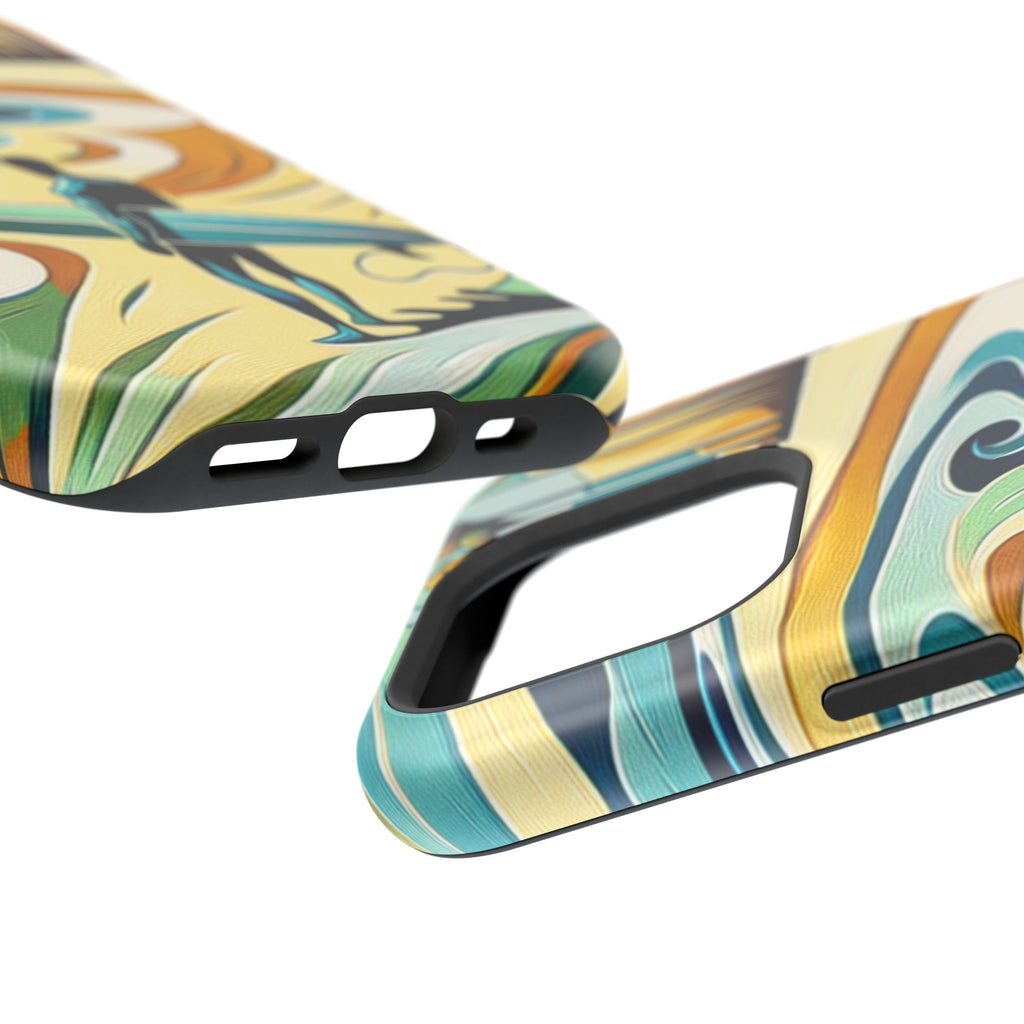 Impact Resistant Phone Case Surfing Colorful Beach Art Case, Summer Vibes