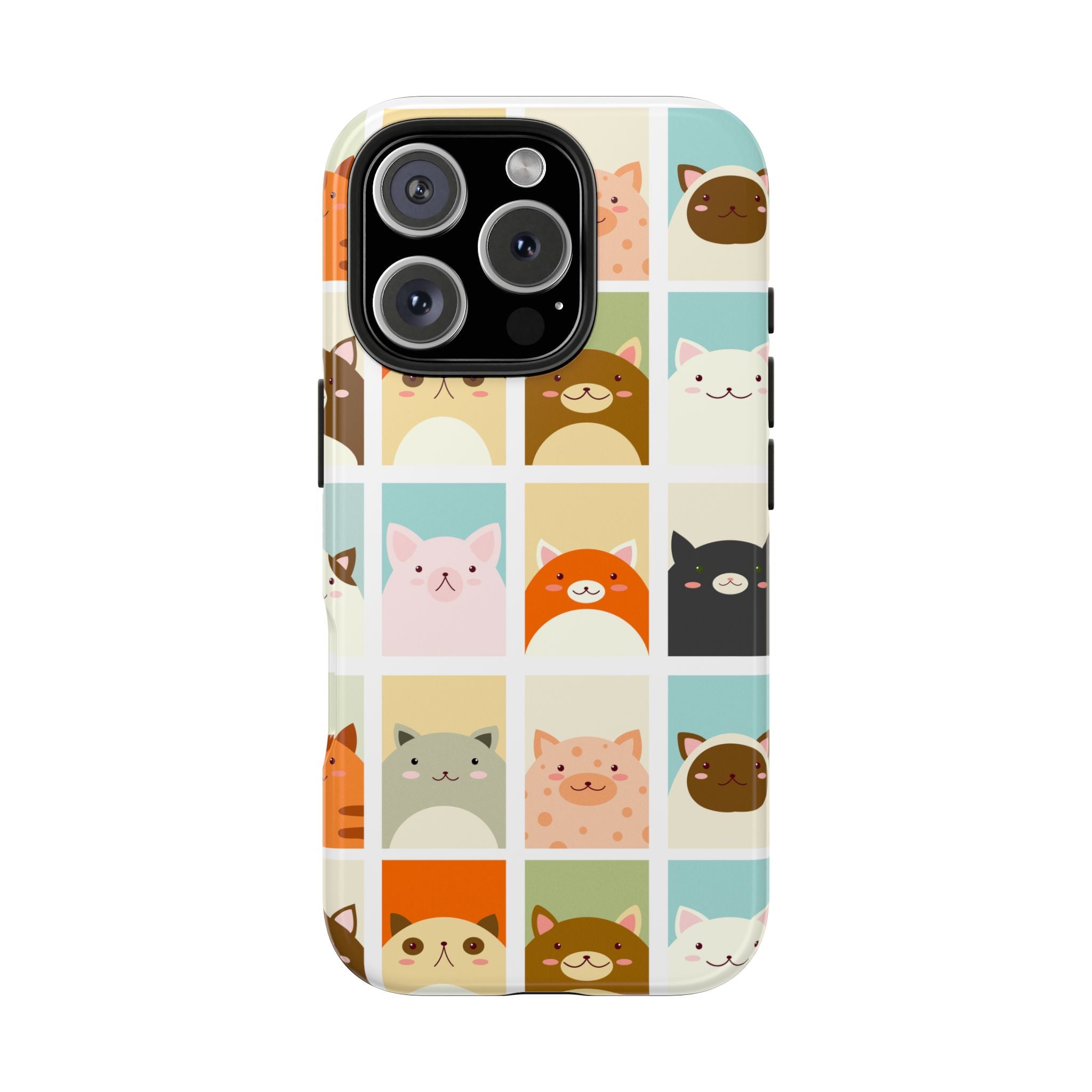 Cute Grid Cats Tough Phone Case