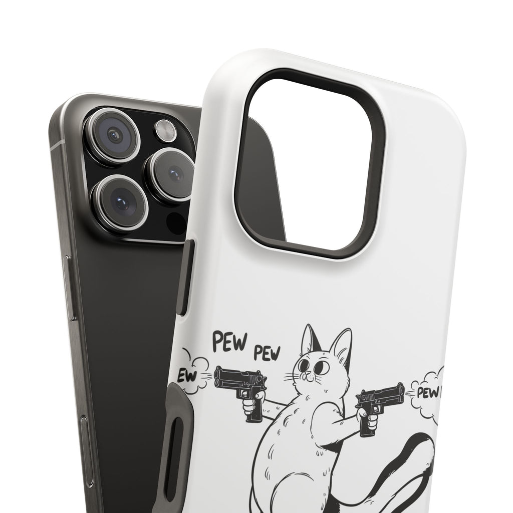 Cat Shooting 'Pew Pew' Phone Case — Impact-Resistant iPhone Cover