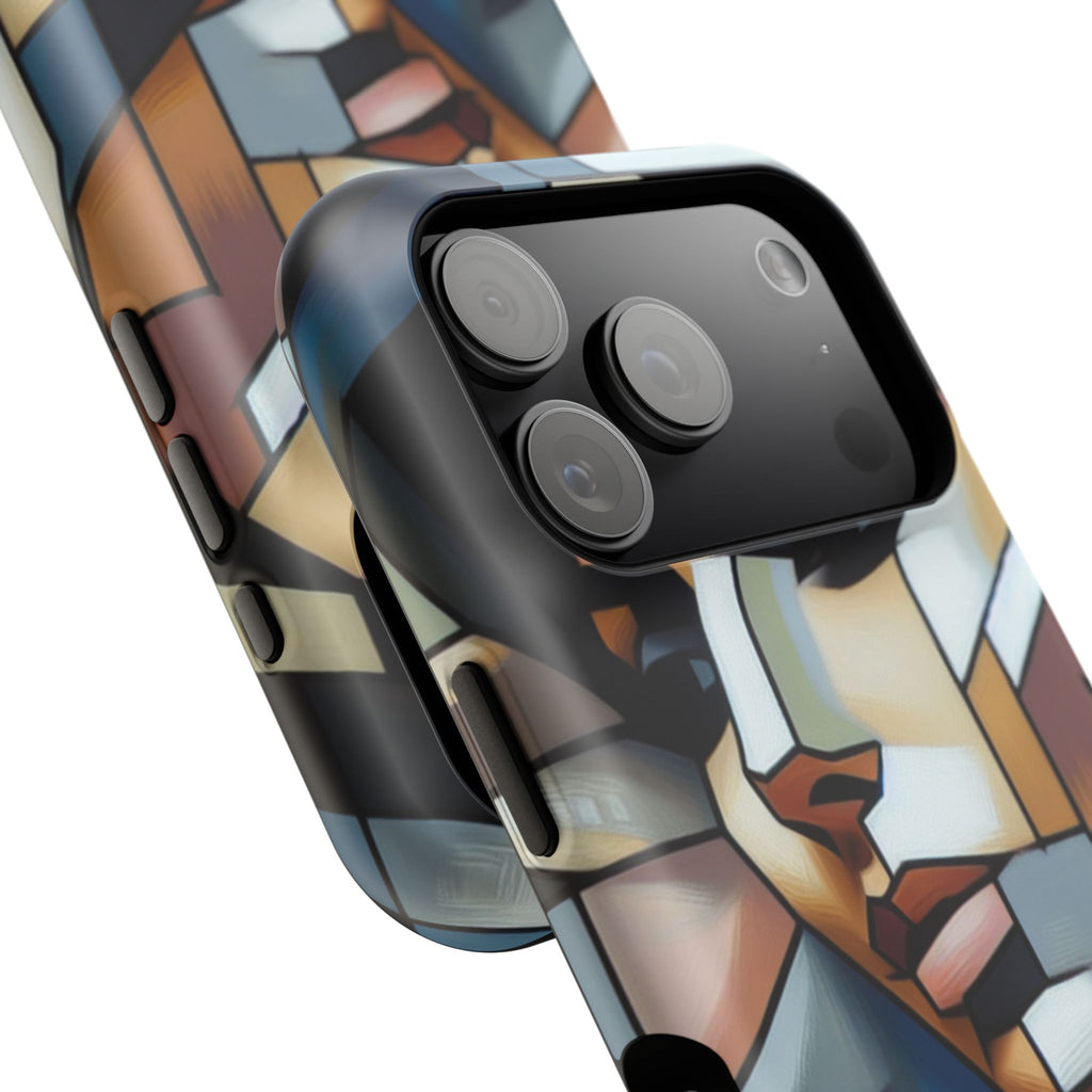 Impact-Resistant Phone Case — Modern Geometric Portrait Design