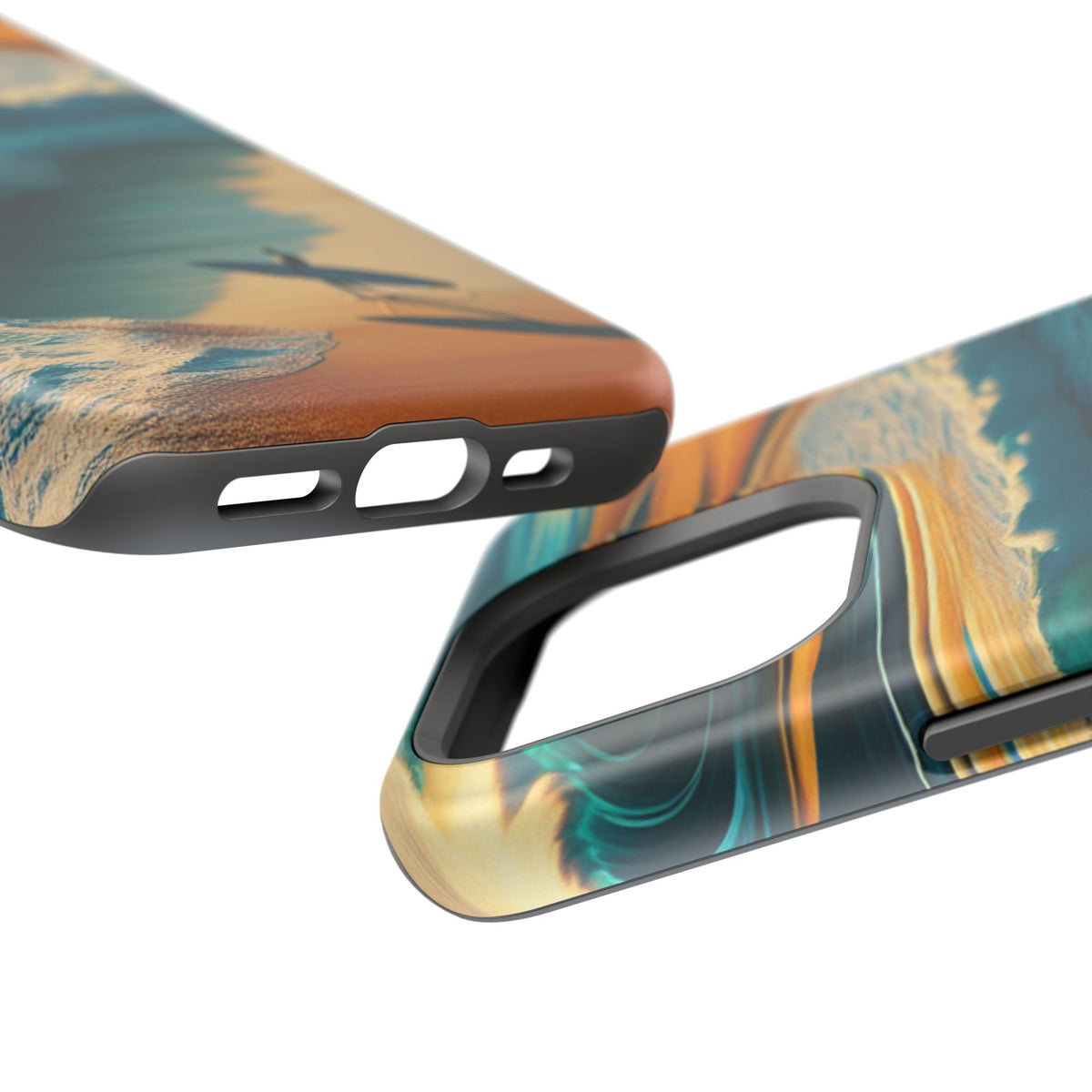 Surf Sunset Impact-Resistant Phone Case — Surfer Silhouette Beach Waves Design