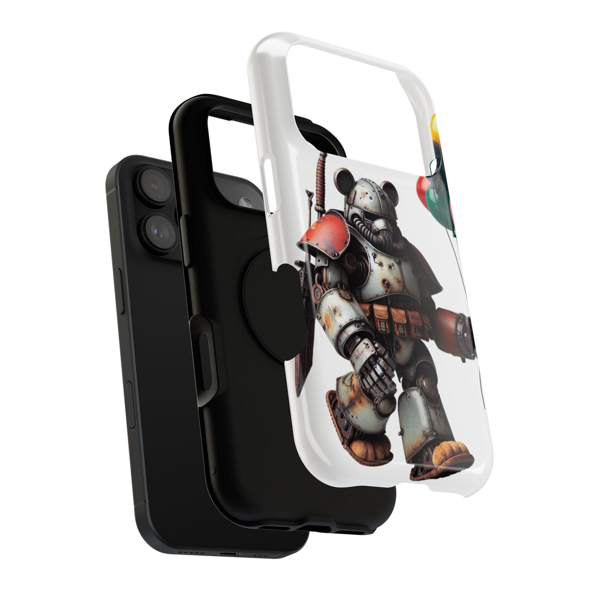 Armored Bear with Balloons Impact-Resistant Galaxy Cute Phone Cases