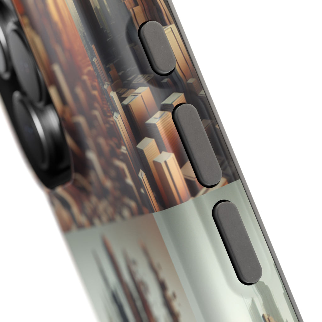 Abstract Skyline iPhone Case — Surreal Cityscape Impact-Resistant Phone Cover
