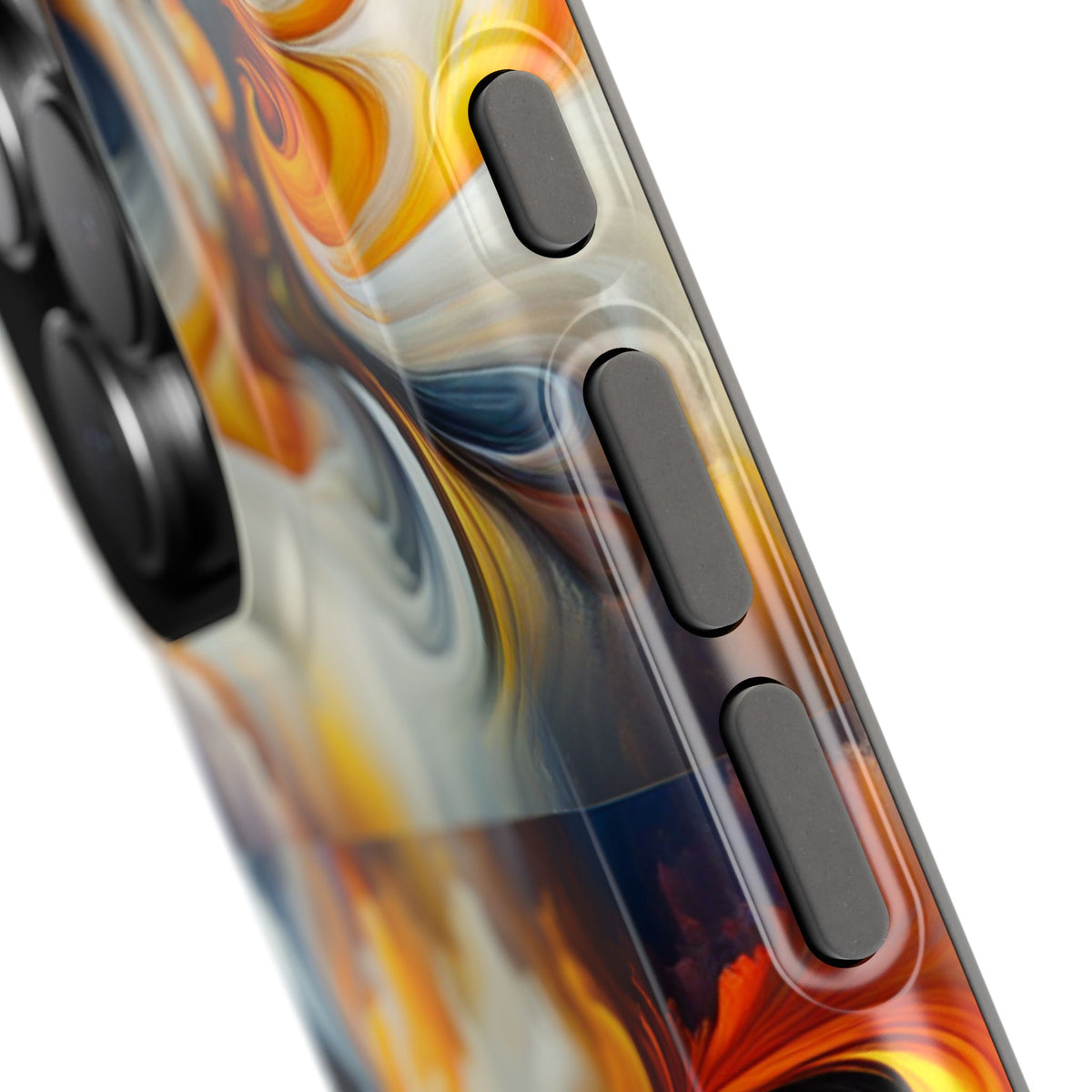 Impact-Resistant Phone Case — Orange & Black Swirl Butterfly Design