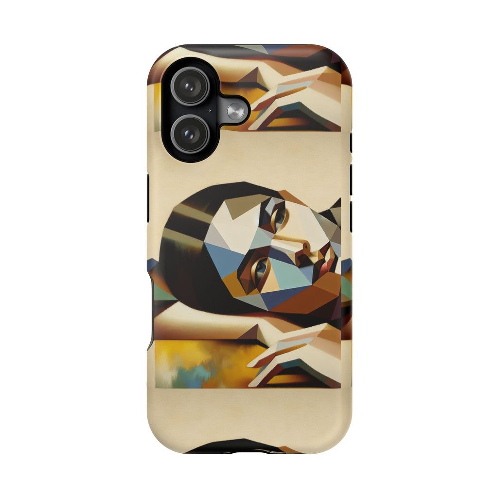 Geometric Portrait Impact-Resistant Phone Case — Abstract Face Art Protective Cover