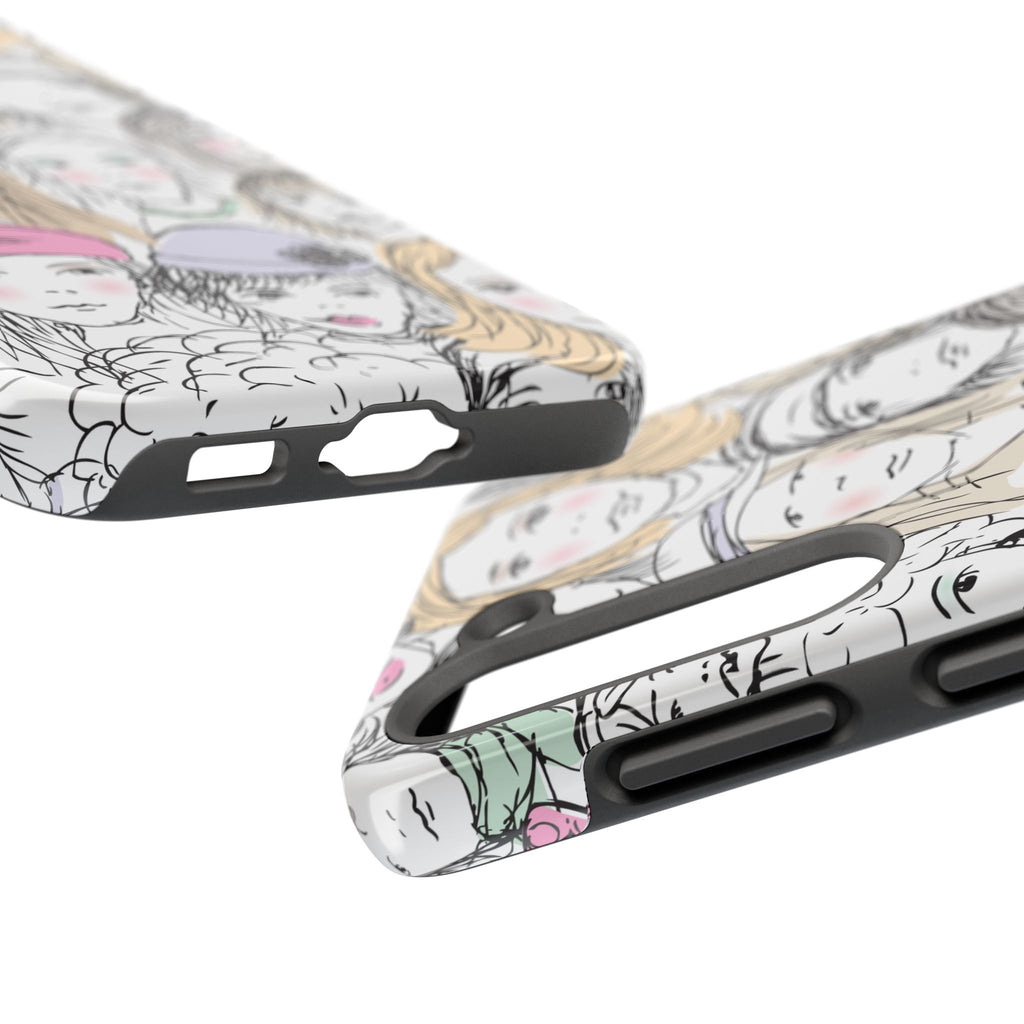 Phone Case — Hand-Drawn Faces Pattern