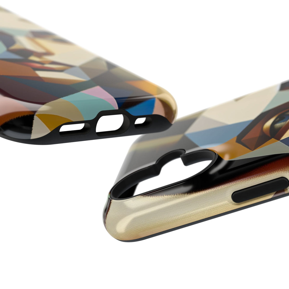Geometric Portrait Impact-Resistant Phone Case — Abstract Cubist Face, Protective iPhone Cover