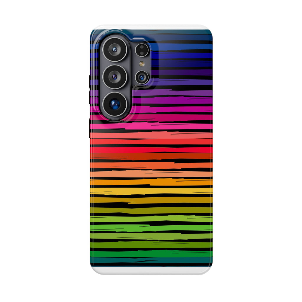 Impact-Resistant Phone Case — Rainbow Striped Fade