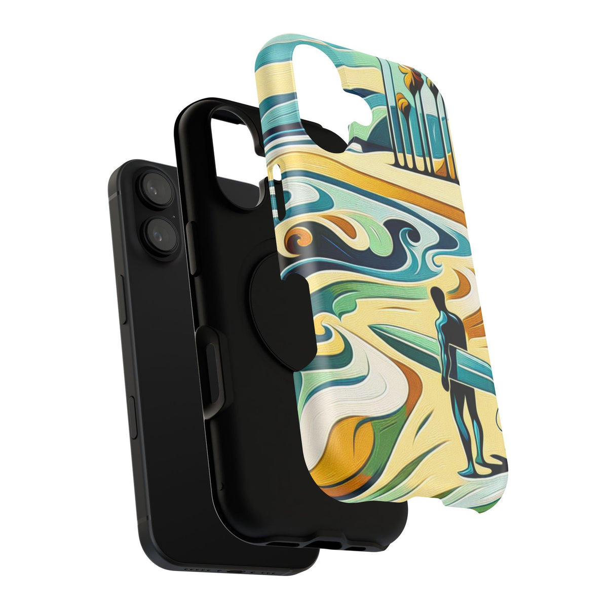 Surfboard Wave Art Phone Case — Impact-Resistant Beach Vibes iPhone Case