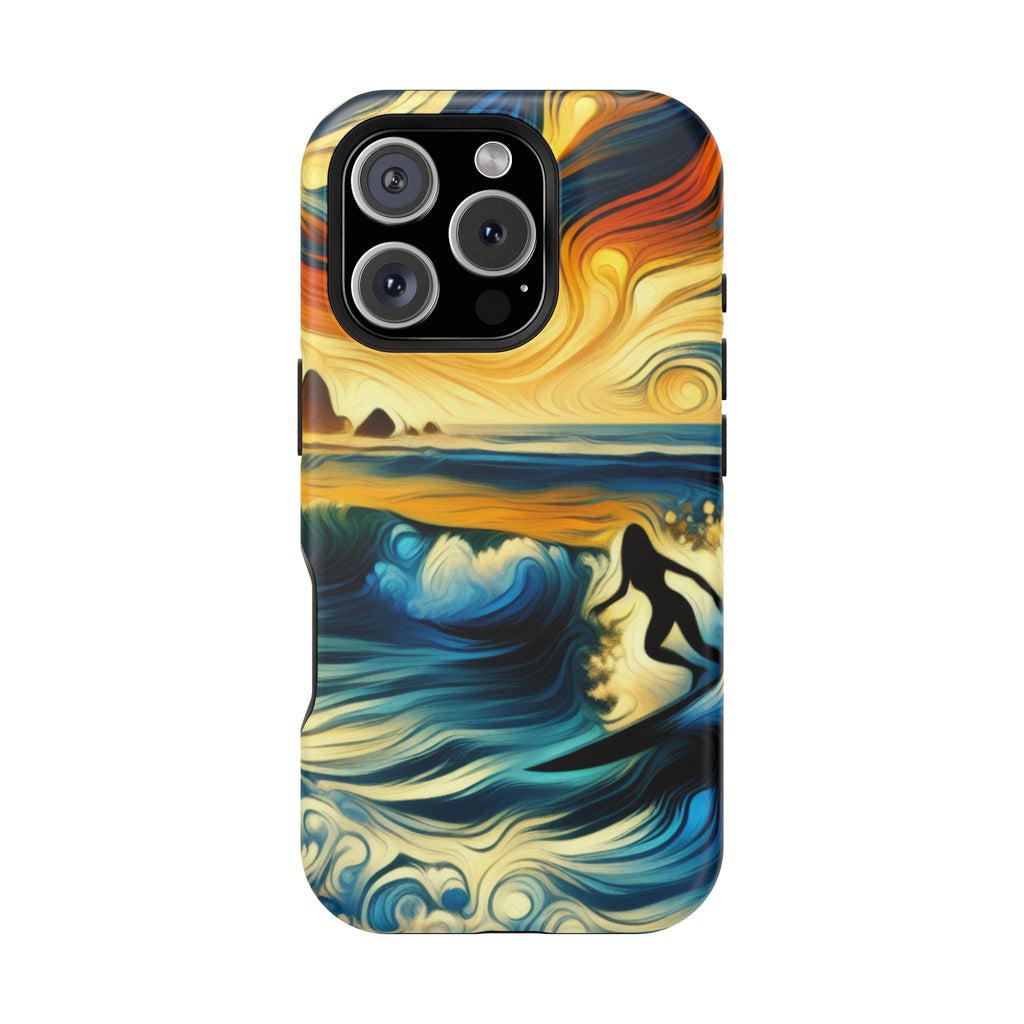 Surfer Sunset Phone Case — Impact‑Resistant Artistic Wave Design